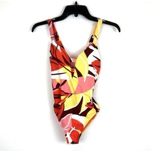Seafolly Cut Copy Deep V Tropical One-Piece Swimsuit US Size 6, AUS 10